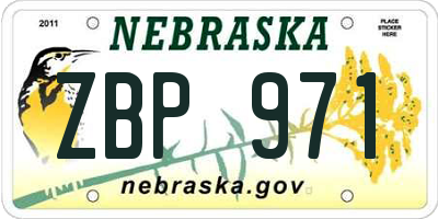 NE license plate ZBP971