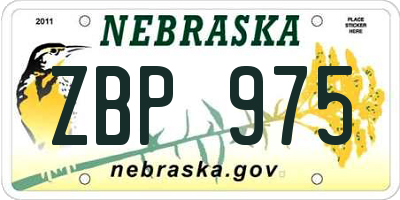 NE license plate ZBP975