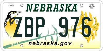 NE license plate ZBP976