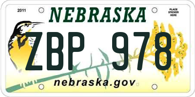 NE license plate ZBP978