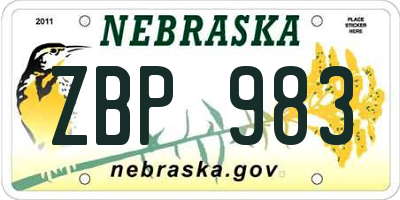 NE license plate ZBP983