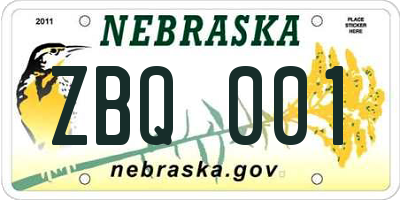 NE license plate ZBQ001