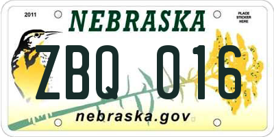 NE license plate ZBQ016