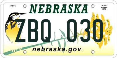 NE license plate ZBQ030