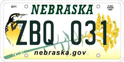 NE license plate ZBQ031