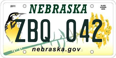 NE license plate ZBQ042