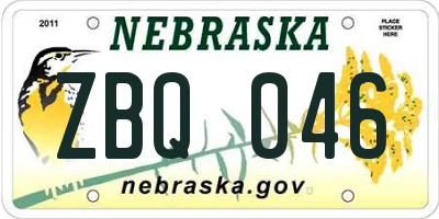 NE license plate ZBQ046