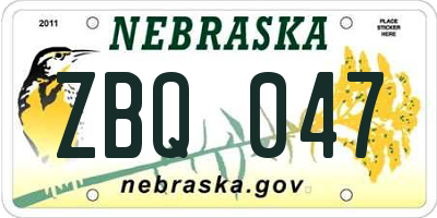 NE license plate ZBQ047
