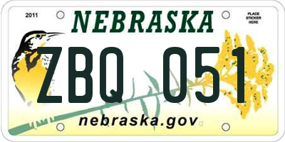NE license plate ZBQ051