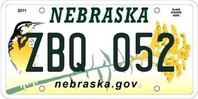NE license plate ZBQ052