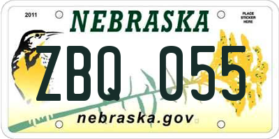 NE license plate ZBQ055