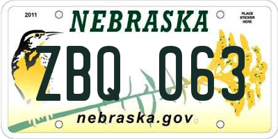 NE license plate ZBQ063