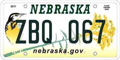 NE license plate ZBQ067
