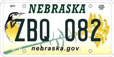 NE license plate ZBQ082