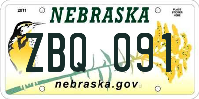 NE license plate ZBQ091