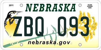 NE license plate ZBQ093