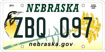 NE license plate ZBQ097
