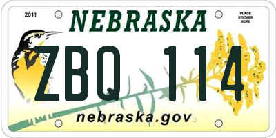 NE license plate ZBQ114