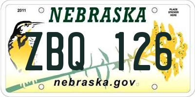 NE license plate ZBQ126