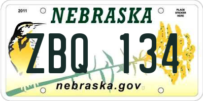 NE license plate ZBQ134
