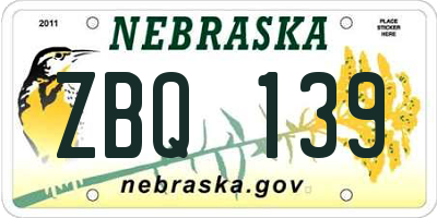 NE license plate ZBQ139