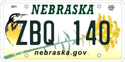 NE license plate ZBQ140