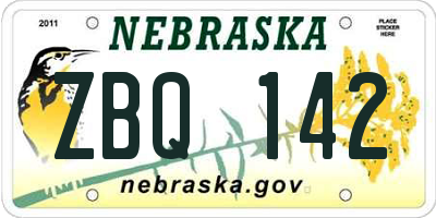 NE license plate ZBQ142