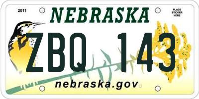 NE license plate ZBQ143