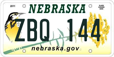 NE license plate ZBQ144