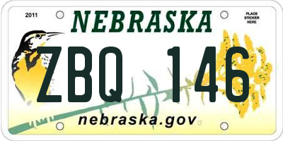 NE license plate ZBQ146