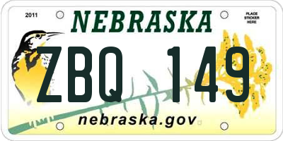 NE license plate ZBQ149