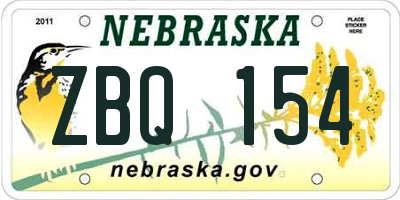 NE license plate ZBQ154
