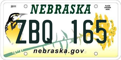 NE license plate ZBQ165