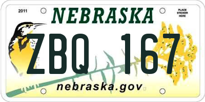 NE license plate ZBQ167