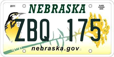 NE license plate ZBQ175