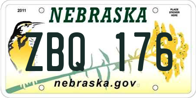 NE license plate ZBQ176