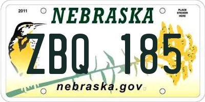 NE license plate ZBQ185