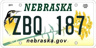NE license plate ZBQ187