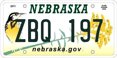 NE license plate ZBQ197