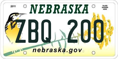 NE license plate ZBQ200