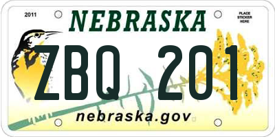 NE license plate ZBQ201