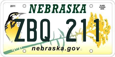 NE license plate ZBQ211
