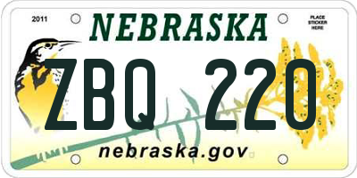 NE license plate ZBQ220
