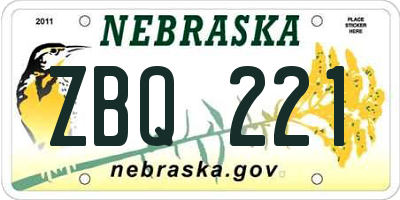NE license plate ZBQ221