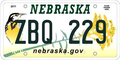 NE license plate ZBQ229