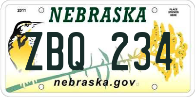 NE license plate ZBQ234
