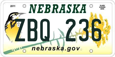 NE license plate ZBQ236