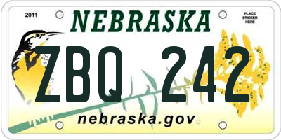 NE license plate ZBQ242