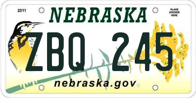 NE license plate ZBQ245