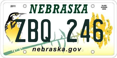 NE license plate ZBQ246